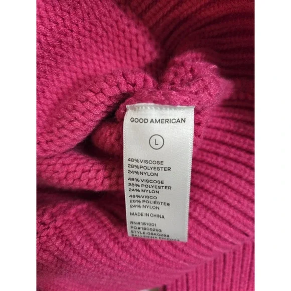 Good American Roll Neck Sweater Ballerina Pink Size L NWT $179 - Picture 6 of 6